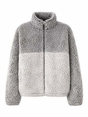 Thread & Supply Plush Sherpa Jacket - Light Gray & Dark Gray